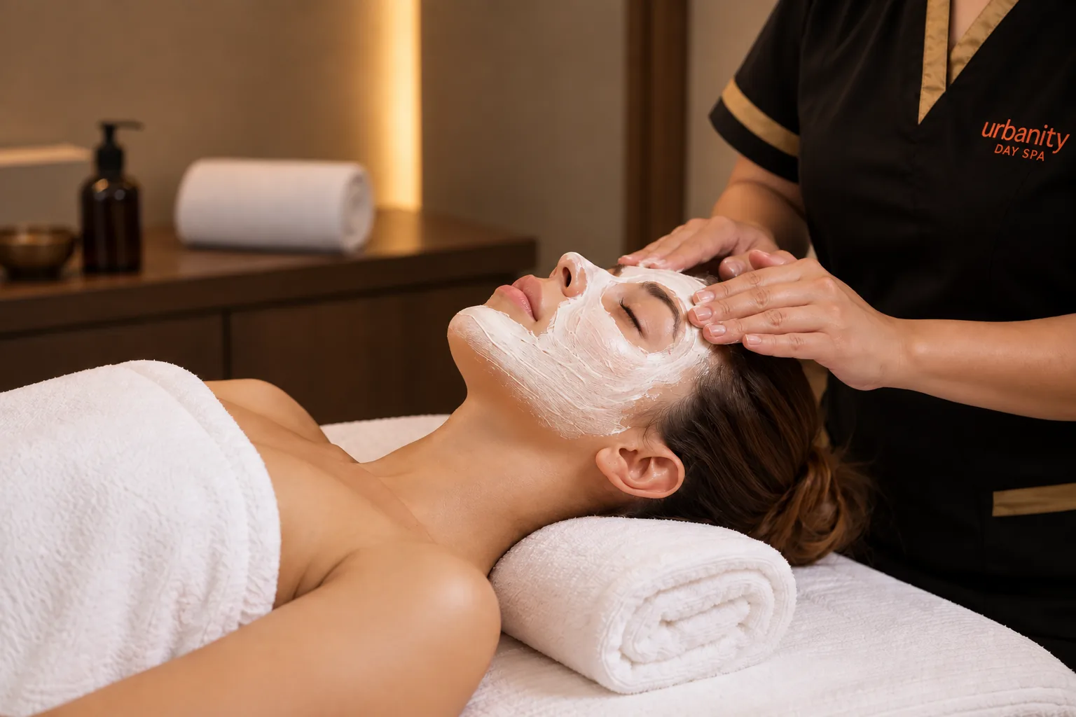 Professional facial massage treatment at Urbanity Spa