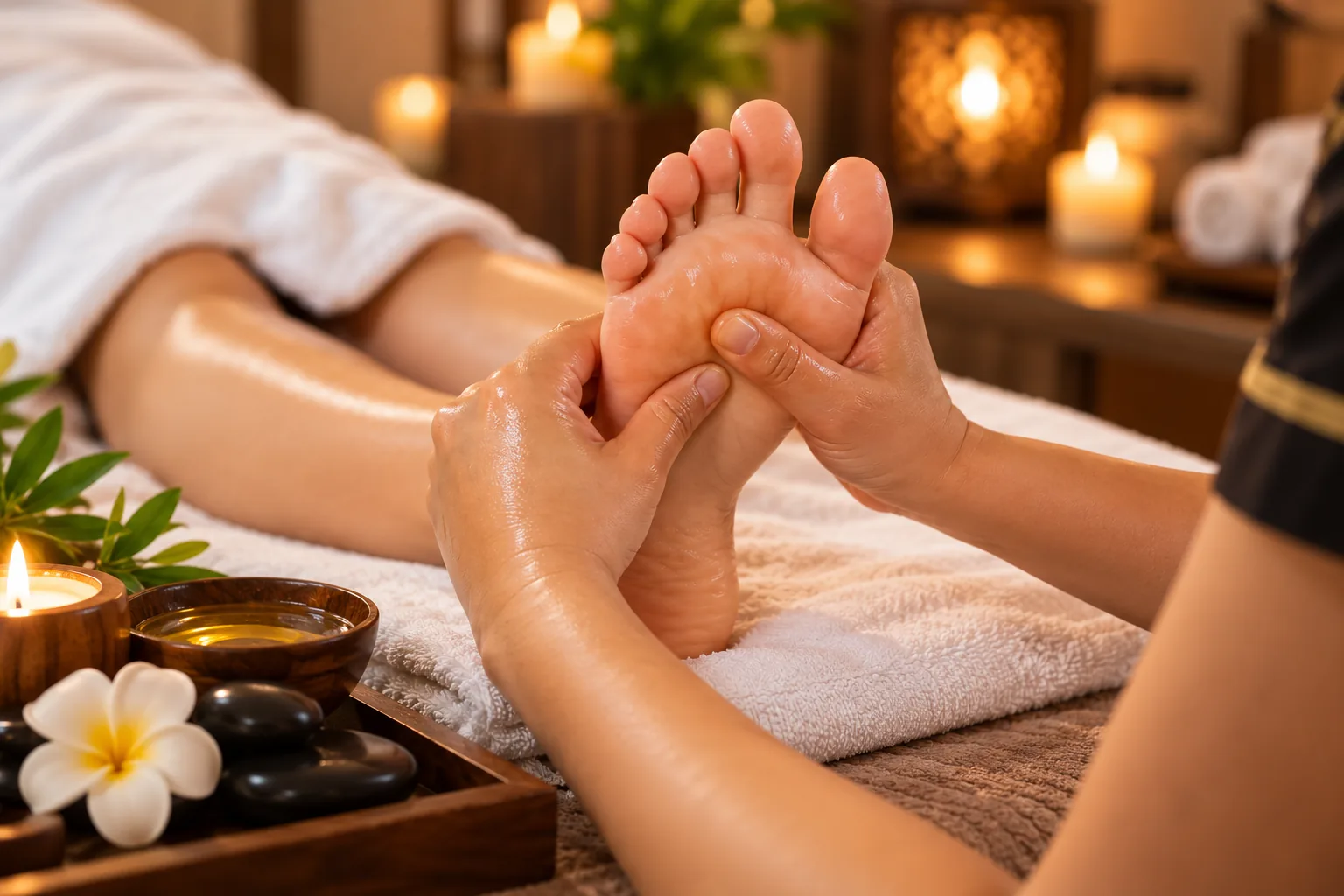 Relaxing foot reflexology session at Urbanity Spa