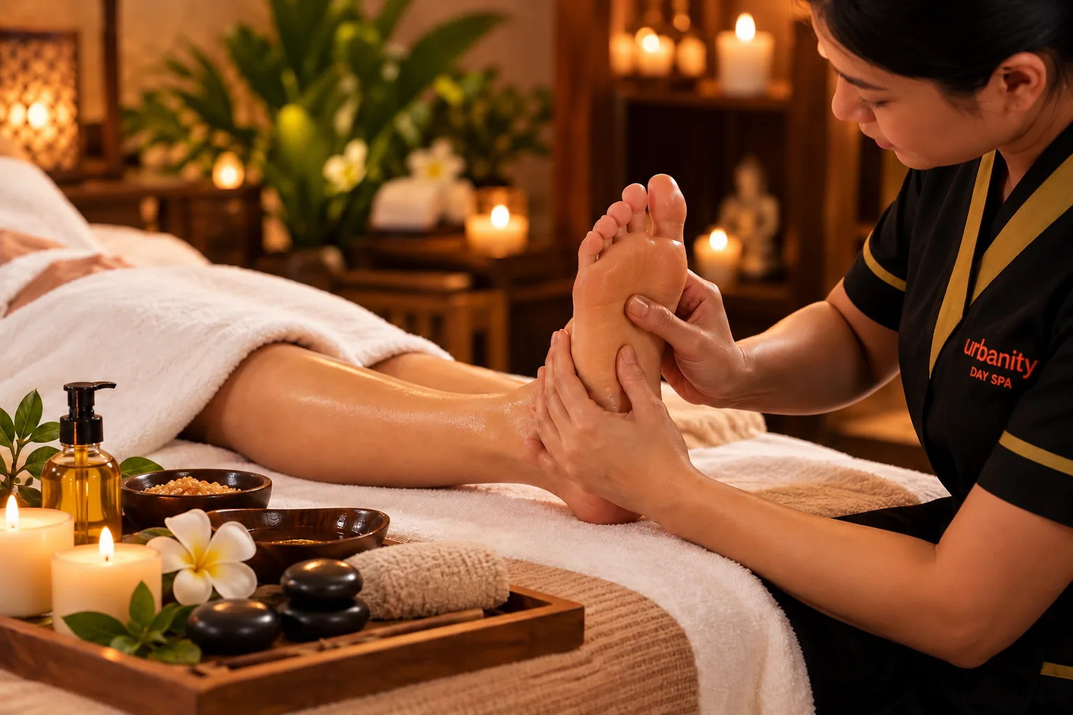 Relaxing foot massage treatment at Urbanity Spa